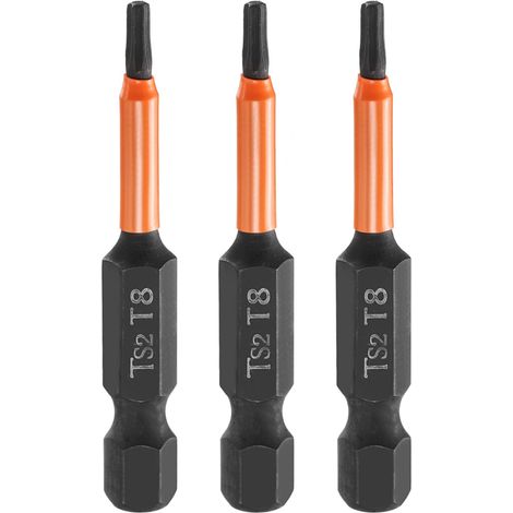 3Pcs Embout Tournevis Torx T8 Tige Hexagonale 1/4" Long 2" (50mm) (1/5)