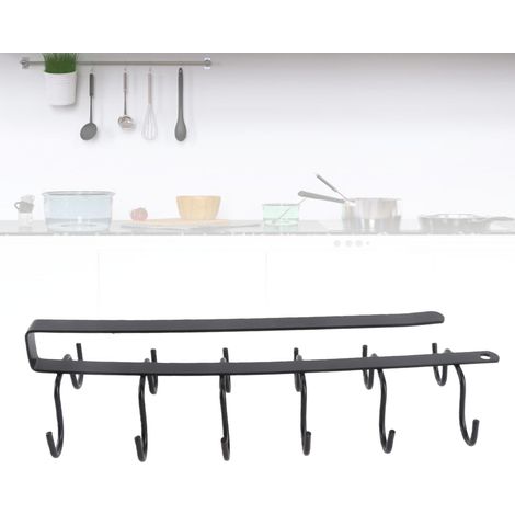 Porte-ustensiles de cuisine en fer, double rangée de crochets Noir pour spoons et shovels (1/5)
