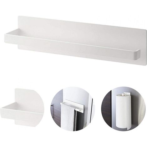 Porte-rouleau de cuisine magnétique à adhésif puissant, porte-rouleau de papier essuie-tout (blanc) (1/3)