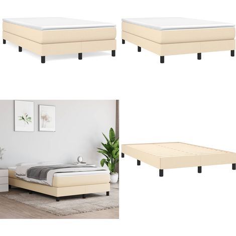 Sommier à lattes de lit avec matelas crème 120x190 cm tissu - Lit Double - Literie - Chambre À Coucher - Matelas - Sommier Tapissier - Home & Living