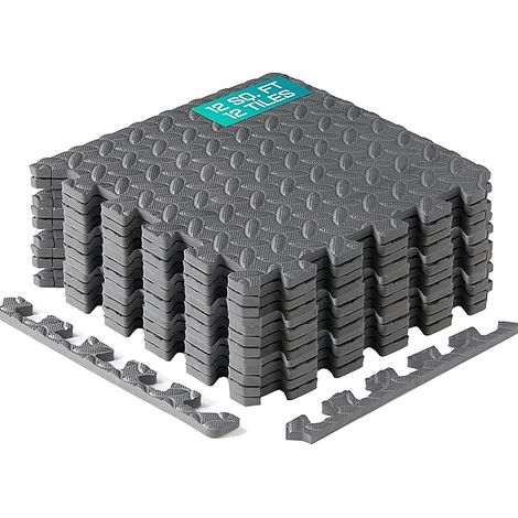 Tapis Puzzle En EVA - Dalles De Sol Interlockables 30 X 30 Cm - Pour Salon Bureau Coin Lecture Garage - 12 Pièces (1/5)
