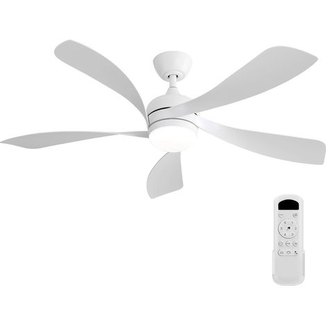 52 Zoll Deckenventilator mit LED-Licht für Wohnzimmer und Schlafzimmer Fernbedienung 6 Stufen dimmbar mit Speicherfunktion weiß (1/5)