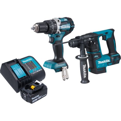 Makita DLX 2278 SF1 kit combinado inalámbrico + taladro de impacto DHP 484 54 Nm + taladro percutor DHR 171 1.2 J + 1x batería recargable 3.0 Ah + cargador (1/4)