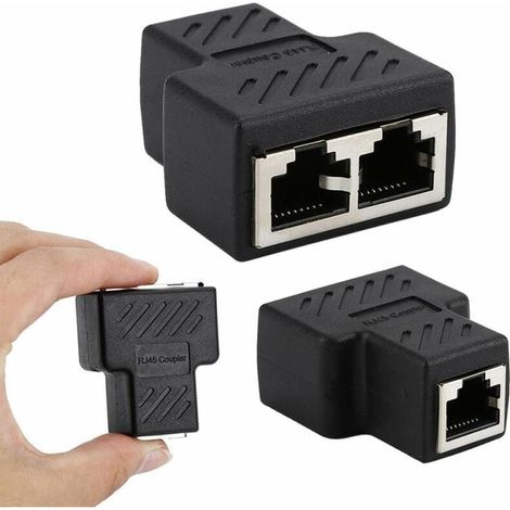 Cable Coupler RJ45 - Adaptateur Ethernet 1 Vers 2 - Connecteur T Femelle pour Extension de Câble LAN - 2 Pièces (1/5)