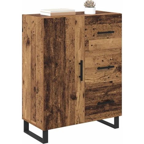 Buffet de Cuisine Rétro en Bois, 69.5 x 34 x 90 cm, Meuble de Rangement avec Structure en Fer et Panneaux de Bois Ingénierie, Style Vintage pour Salle à Manger (1/5)