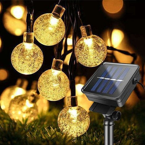 MINKUROW Stringa Di Luci Solari Per Esterni, 50 Led Stringa Di Luci Solari Sfere Di Cristallo Impermeabili Ip44 8 Modalità Di Luci Solari Per Esterni Per Giardino, Patio, Alberi, Matrimonio, Feste (1/5)