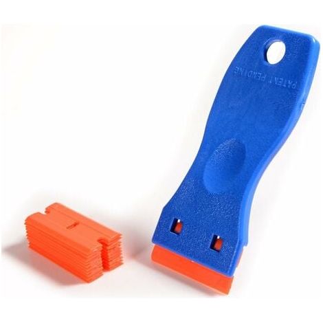Grattoir pour Plaque Vitrocéramique Verre Plaque Grattoir avec 20 raclettes de en Plastique, pour enlever Les étiquettes,2 pcs (1/4)