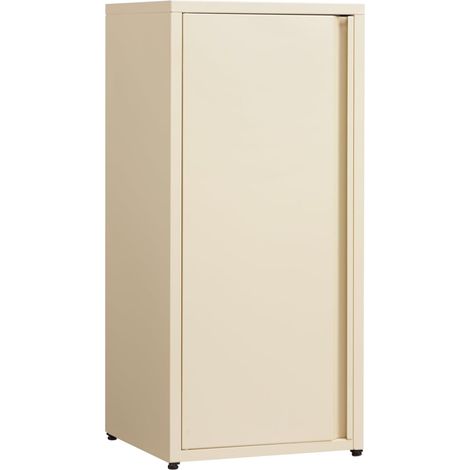 One Door Filing Cabinet with Metal Magnetic Clasp, Office Storage Closet, 2 Adjustable Shelves for Filing Cabinets for Small Home Wardrobe, Cream (1/5)