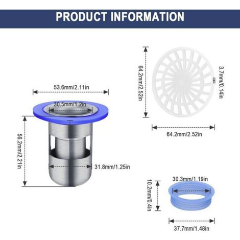 Bouchon de douche anti-odeurs, grille de douche en acier inoxydable 304, double (1/5)