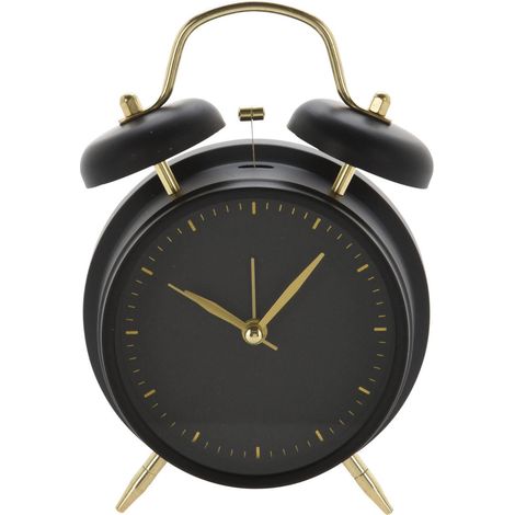 Tischuhr Wecker mit goldenen Uhrzeigern, Metall, Ø 12 cm