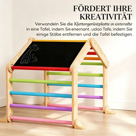 Mehrfarbiges Kletterdreieck für Kinder mit Umkehrrampe, Rutschenklappe und Kletterstruktur (1/5)