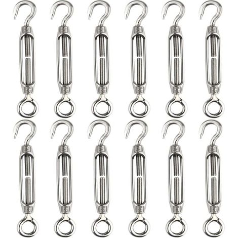 12 vis de tension M4 pour câble métallique, vis à œillet en acier inoxydable 304, vis de tension robuste (1/5)