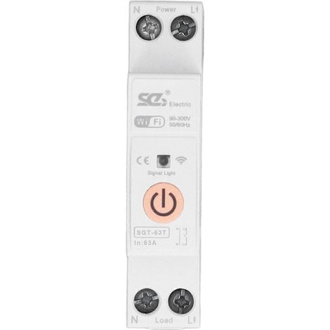 DIN-Schienen-Leistungsschalter mit Fernbedienung und intelligentem WLAN-Schalter für Haushaltsgeräte, AC 90–300 V, 2-polig, 63 A