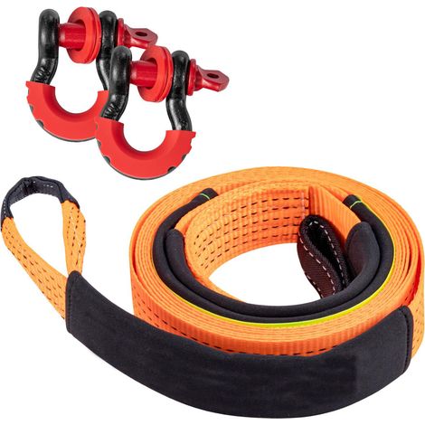 10T (22,000 Lbs) Hochleistungs-Abschleppseil 5M x 5CM Premium Nylon Abschleppgurt mit 2 verstärkten Haken und 1 Paar Handschuhen für Auto, SUV, LKW, Geländewagen (1/5)