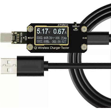 Qi-Wireless-Ladegerät 7-in-1 USB-Tester DC-Digitalvoltmeter Amperemeter Spannungs- und Strommesser Amperemeter-Detektor Powerbank-Ladegerät (1/4)