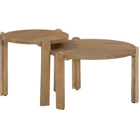sweeek - 2er-Set runde Couchtische aus Mangoholz (1/5)