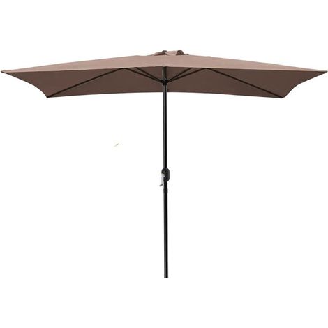 Parasol droit rectangulaire - JUANIO - 300x200x245 cm - Taupe - Toile anti-UV 50+ - Mât thermolaqué noir (1/5)