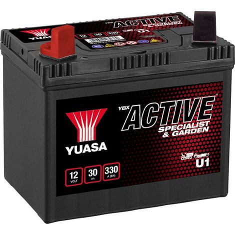 Yuasa – Batterie tondeuse 12V 30Ah 330A – Plomb Calcium sans entretien – Pour démarrage automobile – Longueur 194mm (1/2)