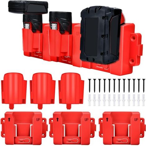 Soporte para baterías Milwaukee M12 y M18 - Montaje en pared 3 en 1 (1/5)