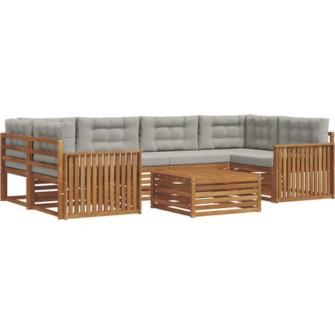 Ensemble de canapés d'extérieur 7 pcs Salon de jardin Gris Naturel et Clair (1/5)