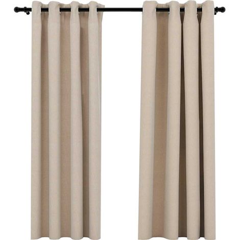 Maison Exclusive - Tende Oscuranti Effetto Lino con Occhielli 2 pz Beige 140x175cm