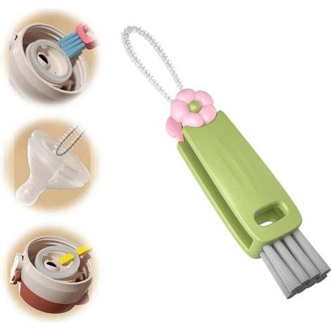 3-in-1 Cup Lid Cleaning Brush, Bottle Lid Brush, Multifunctional Space Cleaning Brush, Water Bottle Cleaning Brush (Green) (1/4)