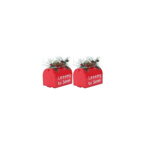 Lot de 2 mini boîtes aux lettres Père Noël à suspendre, pendentifs pour arbre de Noël –