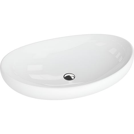 Vasque à poser LAVITA Vasque à poser élégante et compacteProduit en porcelaine de haute qualité ovale 63x42x16 cm  Blanc brillant
