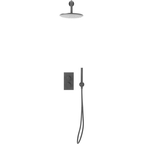 Orbit Core Thermostatic Concealed Mixer Shower with Shower Kit + Fixed Shower Head - Gunmetal (1/2)