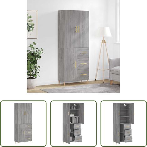 Schrank - Highboard Grau Sonoma 69,5x34x180 cm Holzwerkstoff (1/5)