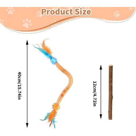 Interactive Spring Cat Toys with Feathers, Bells Cat Toy with, Silvervine Chew Sticks for Grinding Teeth and Teeth Cleaning (1/4)