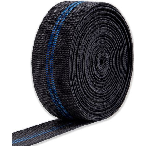 Sangle élastique pour Canapé, Chaises, Tapisserie - 10 Mètres - Corde de Serrage pour Assise et Dossier - Fauteuil - élastique 80% - Largeur 50 mm - Noir (1/5)