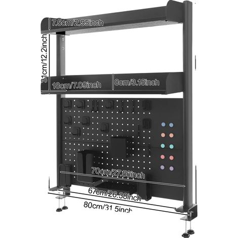 Organizador de escritorio, estante modular de 3 niveles, solución de almacenamiento funcional, negro. (1/2)