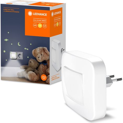 LEDVANCE Nightlux Lunetta Hall argento, luce d'atmosfera per la presa di corrente, fornisce un'illuminazione sicura al buio, con sensore di luce diurna (1/5)