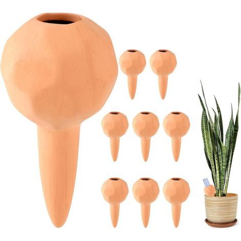 8X Mini Cône en Argile Goutte à Goutte 70ml Globes D'arrosage en Céramique Arrosage Bouteille Automatique Terre Cuite pour Arroser Distributeur d'eau pour Plantes Terracotta Watering Pots (1/5)