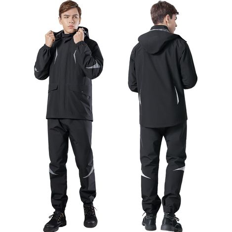 Imperméable de moto pour hommes, équipement de pluie imperméable pour l'équitation, ensemble réfléchissant, veste de livraison extérieure fendue à la mode, costume imperméable, Poncho ciblant les homm (1/5)