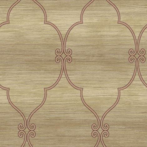 Wallquest Striped Scroll Brown Wallpaper Classic Stylish Acrylic Coated (1/4)