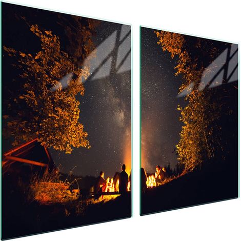 Plaque de protection en verre pour poêle 2x45x52 Nuit (1/5)