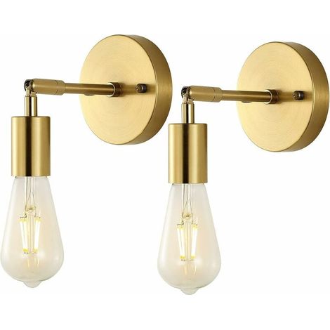 2 Applique murale, Bras pivotant 180°, Laiton brossé, Style industriel, Pour salle de bain, Chambre (1/5)