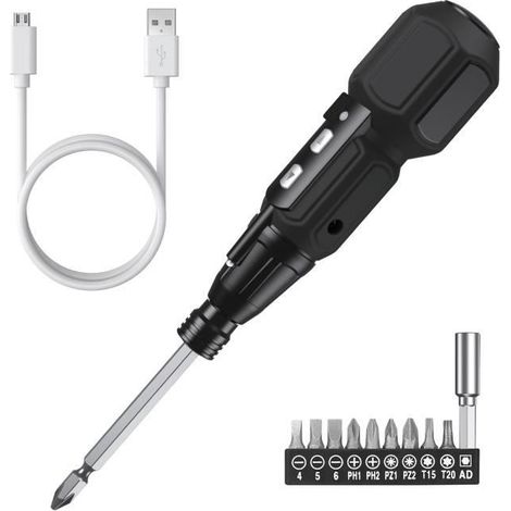 Visseuse Sans Fil ORIA - Tournevis électrique rechargeable avec LED intégrée - Noir (1/4)