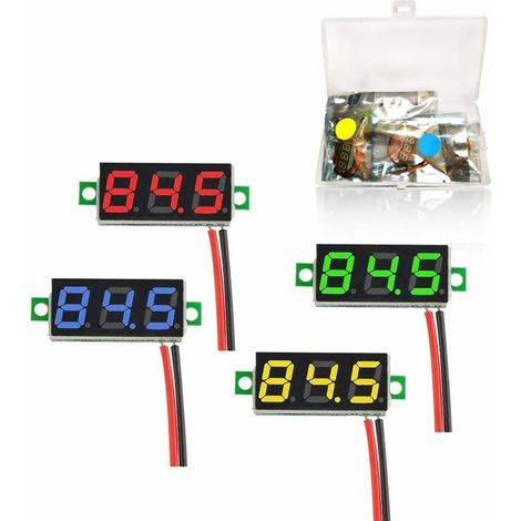 4 pièces mini voltmètre numérique de 0,28 pouce, voltmètre à affichage LED, plage de mesure DC 2,4-30V, testeur de tension à deux fils, protection contre l'inversion de polarité et mesure de pression (1/5)