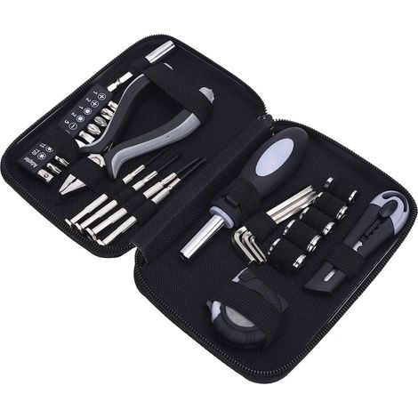 Petit coffret outils bricolage maison pince à bec fin mètre à ruban clés Allen ensemble tournevis embouts manche avec mallette (1/5)
