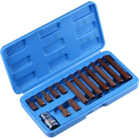 15Pcs Jeu douilles Torx entraînement 1/2" x T20-T55 acier S2 CR-V (1/5)