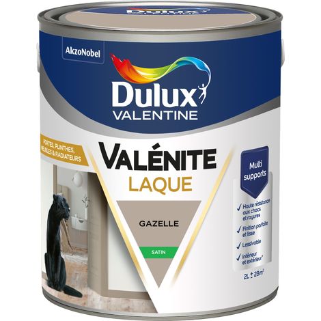 Dulux Valentine Peinture Laque Valénite Intérieur et Extérieur Multi-supports - Finition parfaite et lisse, Haute Résistance - Satin Gazelle 2 L