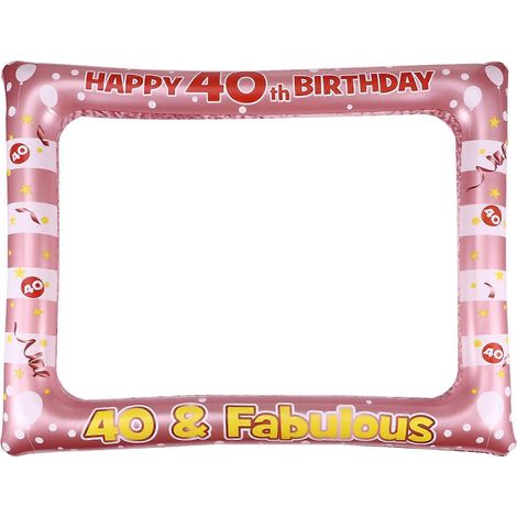 Cadre photo gonflable d'anniversaire (1 pièce) en PVC, accessoire photo pour fête d'anniversaire (40 ans).-71X58CM