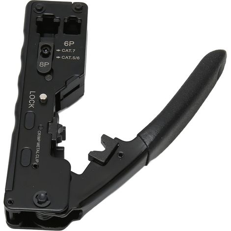 Pince à sertir RJ45 réglable avec verrou de sécurité et poignée antidérapante pour câbles Cat5e, Cat6a, Cat7a (1/5)