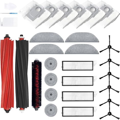 FOREHILL Accessoires de Remplacement pour Roborock S8 MaxV Ultra, 2 brosses en caoutchouc, 4 Filtres, 6 brosses latrales, 4 serpillires, 4 balais latraux, 6 sacs poussire, 1 Brosse de nettoyage (1/5)