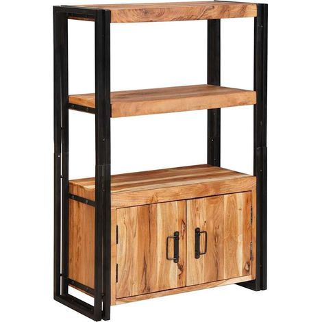 Libreria con Porte Marrone Legno massello di acacia e metallo vidaXL