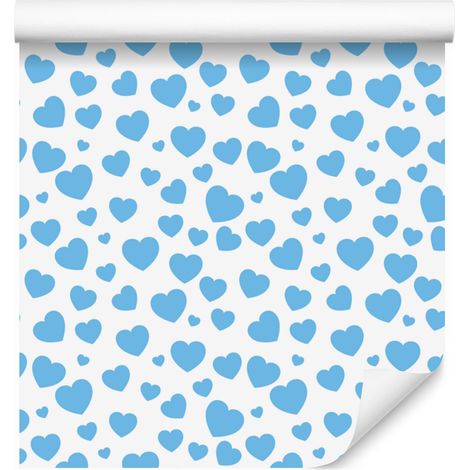 Papier peint Cœurs Azur et Blanc 50x1000 cm (1/5)