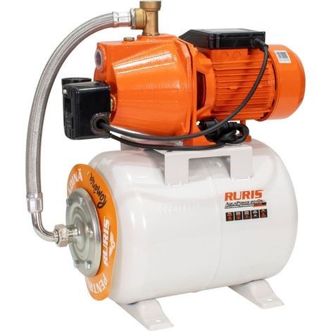 Pompe surpresseur RURIS AquaPower 2010S - 900 W - Réservoir 24 L - Débit 52 L/min - Hauteur de refoulement 50 m - Hauteur d'aspiration 9 m - Turbine inox